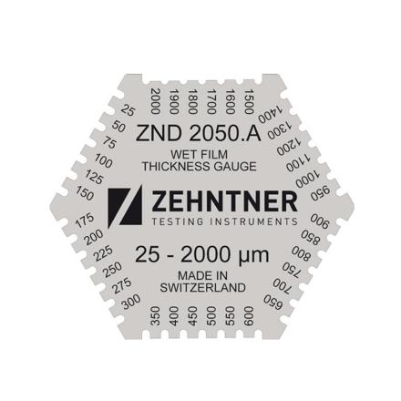 Zehntner ZND2050.A湿膜梳湿膜厚度计六角型铝质25-2000um