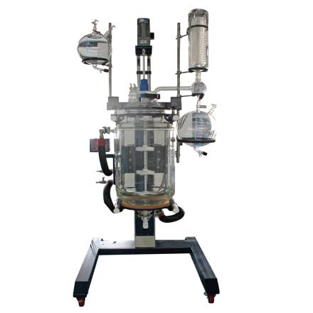 郑州长城科工贸GRL-100升降双层玻璃反应釜高硼硅玻璃-80~200℃