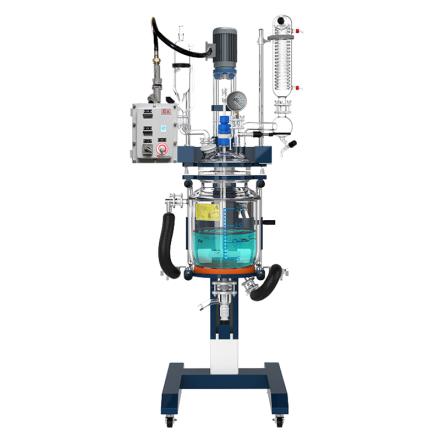 郑州长城科工贸GRL-50EX防爆升降双层玻璃反应釜高硼硅玻璃变频调速