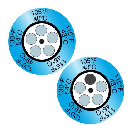 Thermax 钟式3 测温纸 不可逆自粘贴温度标签 5格温度测量
