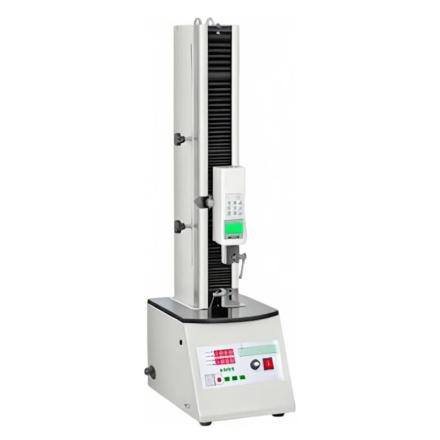 Haibao Instrument HDE-500+HF-2 Electric Single Column Tensile Testing Machine with Dual Guide Rod Structure for Tensile and Compression Load Testing.